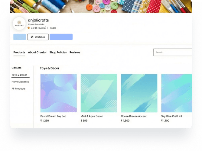 Store organization mockup